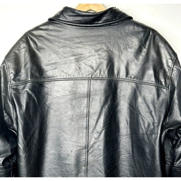 Danier Mens Genuine Leather Jacket VTG 90s Full Zip Buckle Cuffs Black Medium - Picture 5 of 16